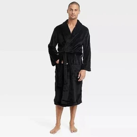 Goodfellow & Co. EUC Men's Plush Black Bathrobe Size S/M - Picture 5 of 5